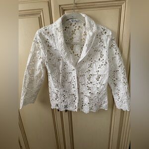 Lilly Pulitzer White Floral Eyelet Crochet Jacket
